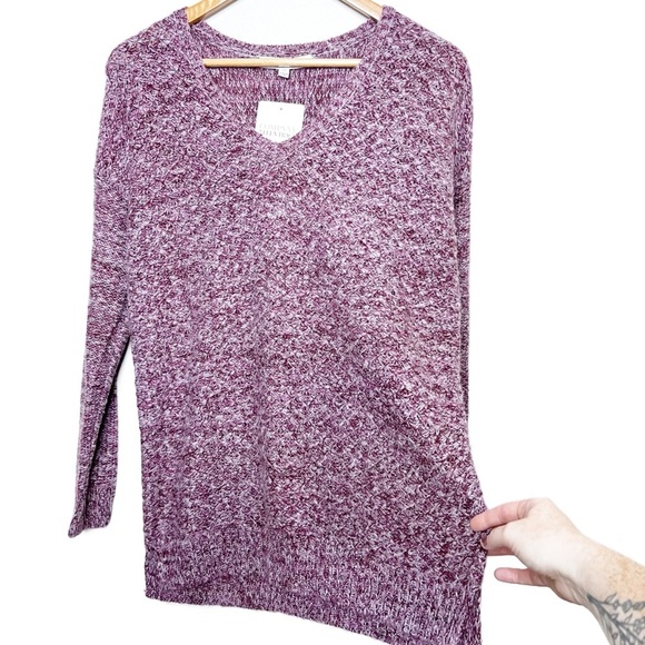 NWT Ellen Tracy Womens Marled Knit Sweater Long Sleeve Casual Pullover Purple M - Picture 2 of 16